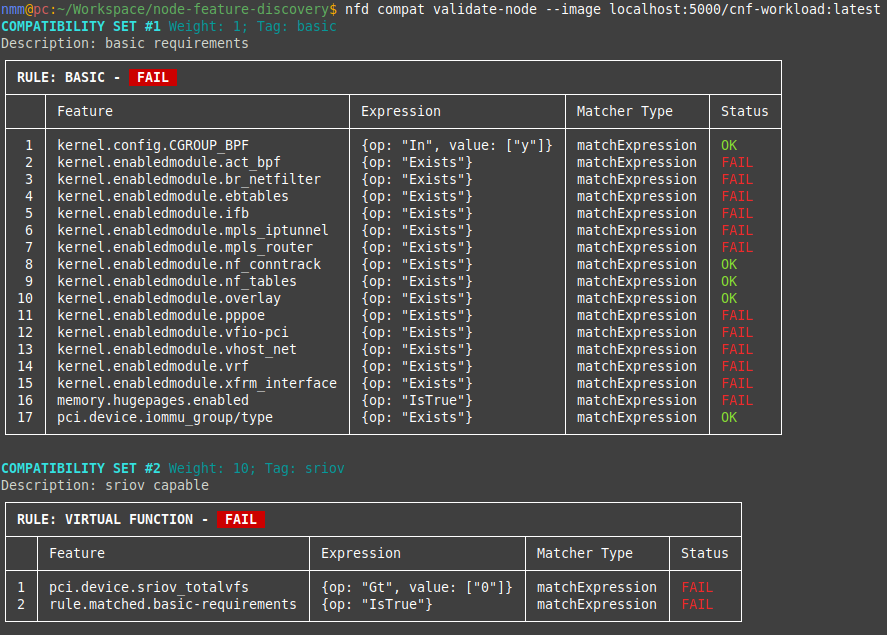 validate-node command output
